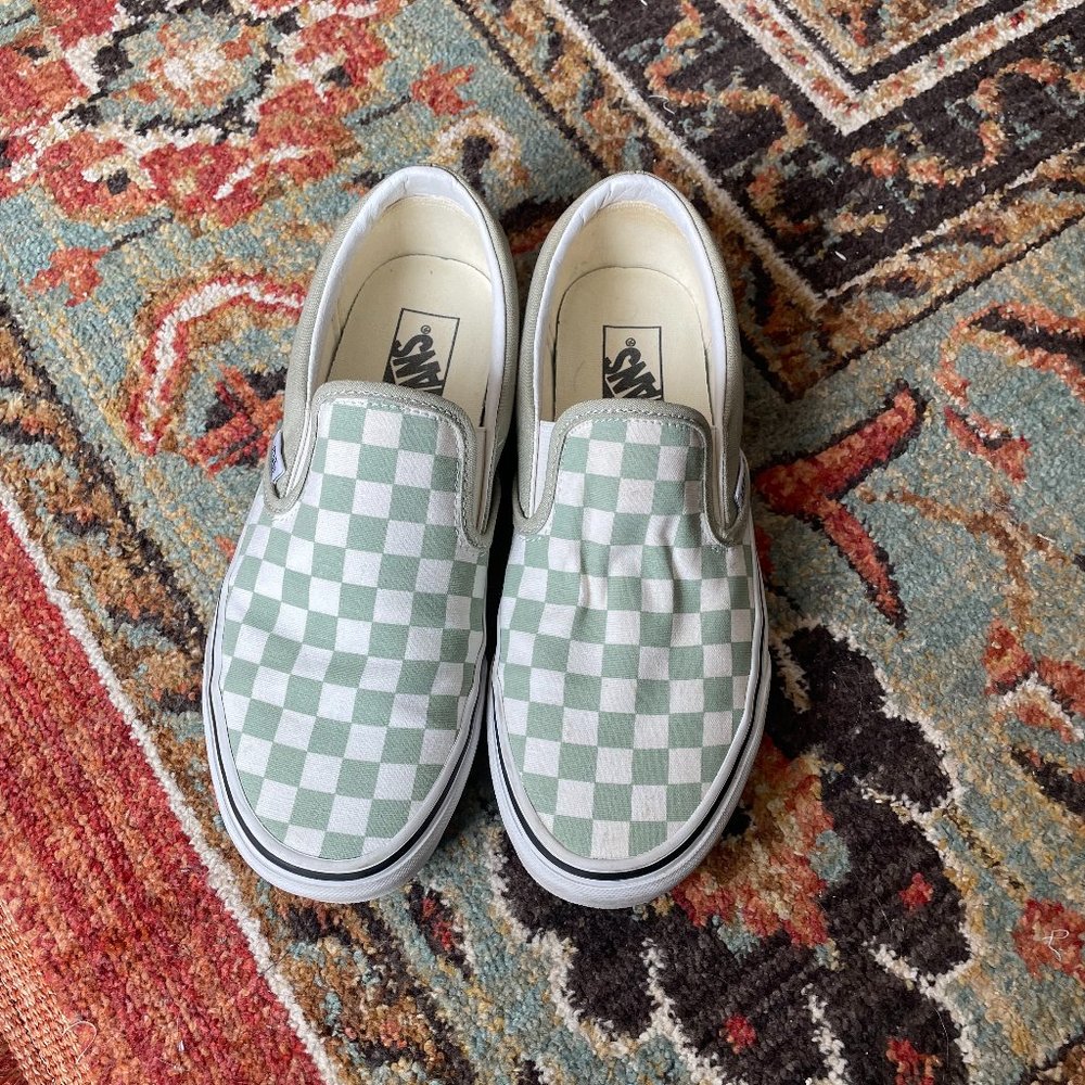Vans Classic Slip-On Vans Desert Sage Checkerboard